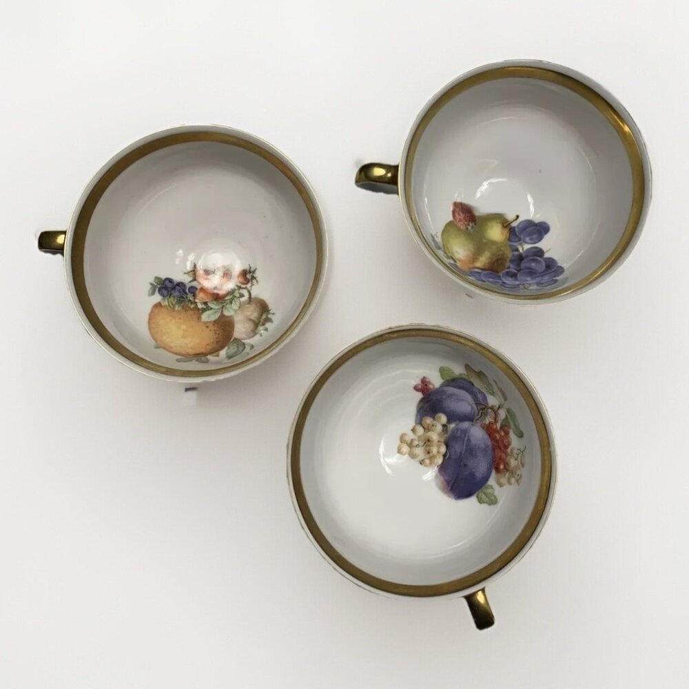 3 Jaeger Bavaria Germany Golden Crown E&R 1886 Porcelain Demitasse Tea Cup China